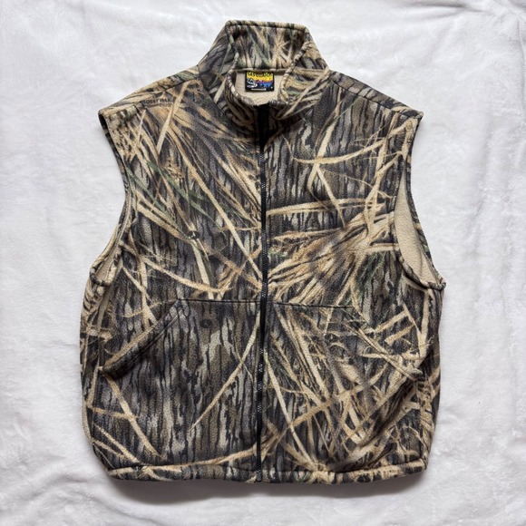 SASQUATCH Mossy Oak Camo‎ Fleece Vest Zip Up Shadowgrass Outdoor Hunting Men